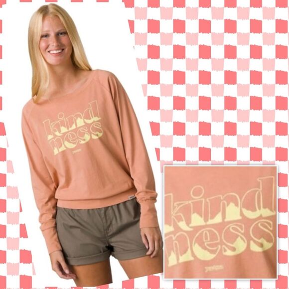 prAna graphic long sleeve 🪷 organic 🪷 NWT 🪷 pink sand kindness 🪷 XS - Picture 1 of 4